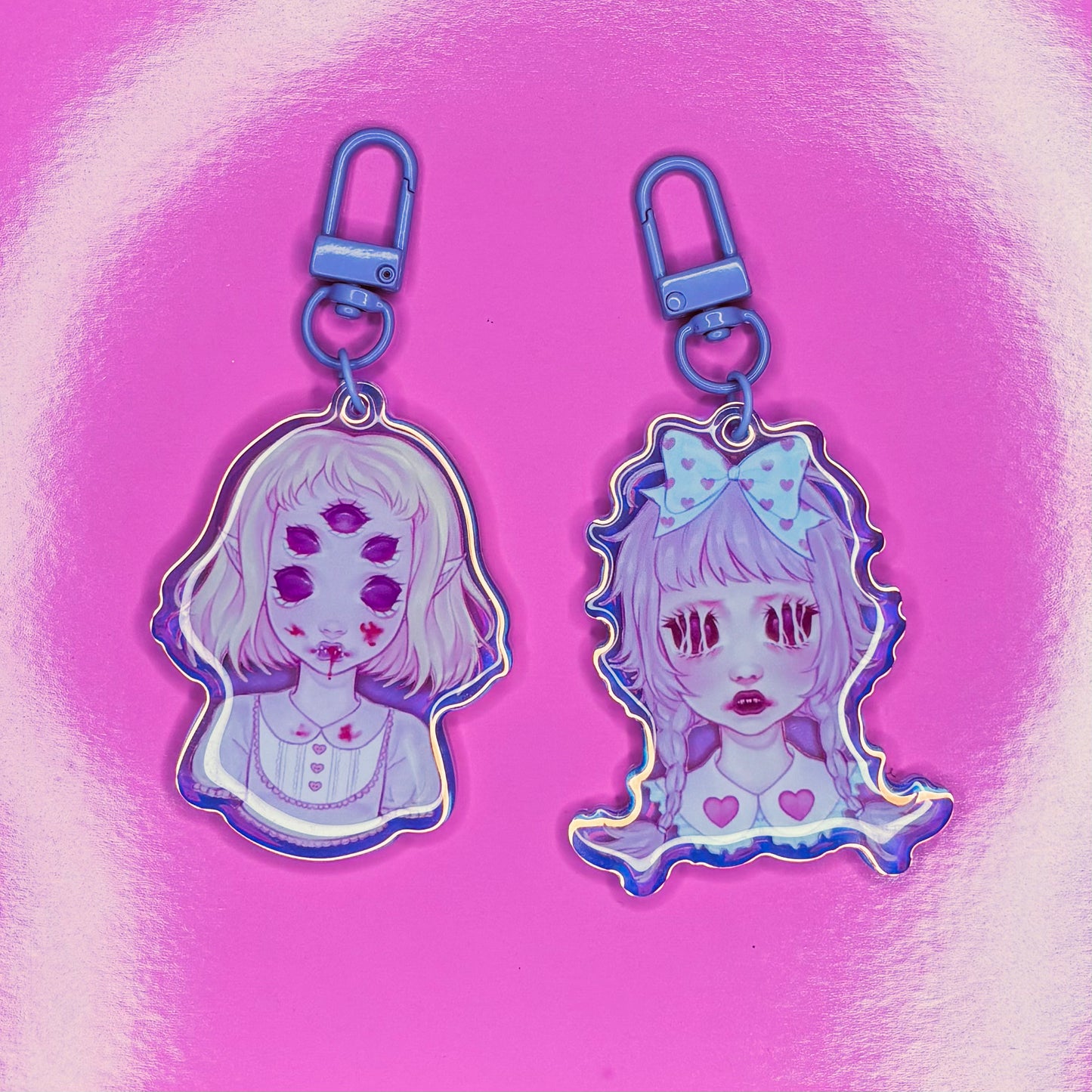 Spider Eye Rainbow Holographic Keychain