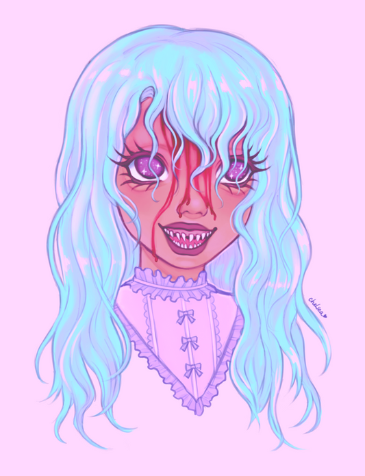 Kawaii Creepy Shimmery A5 Art Print