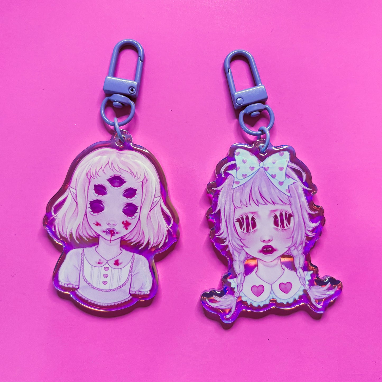 Spider Eye Rainbow Holographic Keychain