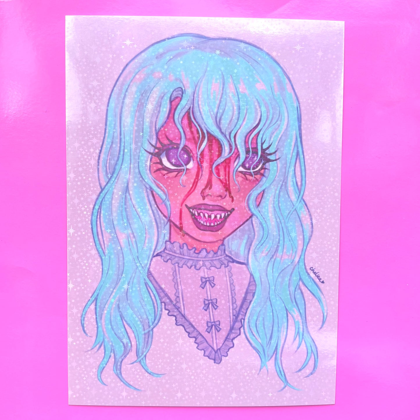 Kawaii Creepy Shimmery A5 Art Print