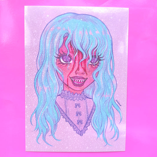 Kawaii Creepy Shimmery A5 Art Print