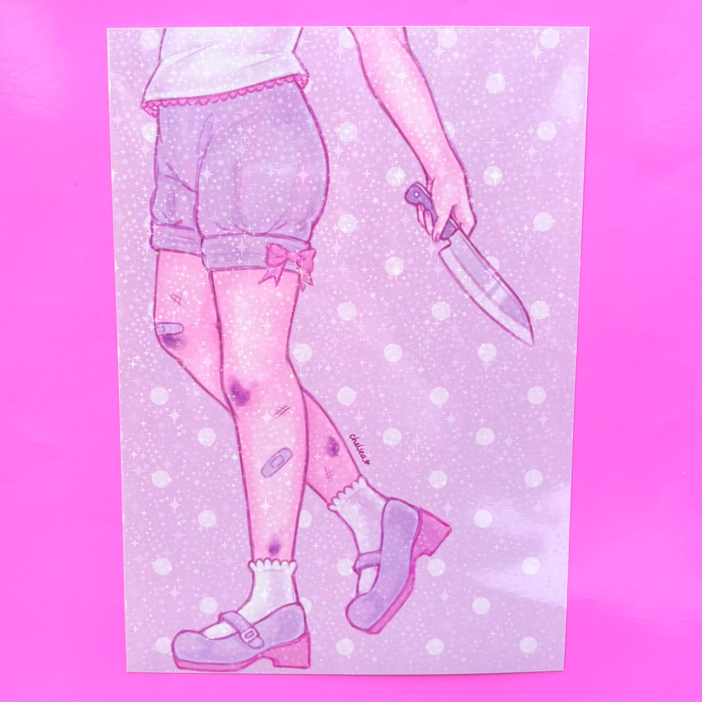 Kawaii Knife Shimmery A5 Art Print