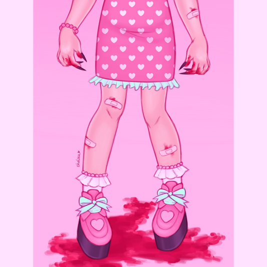Kawaii Bloody Mess Shimmery A5 Art Print