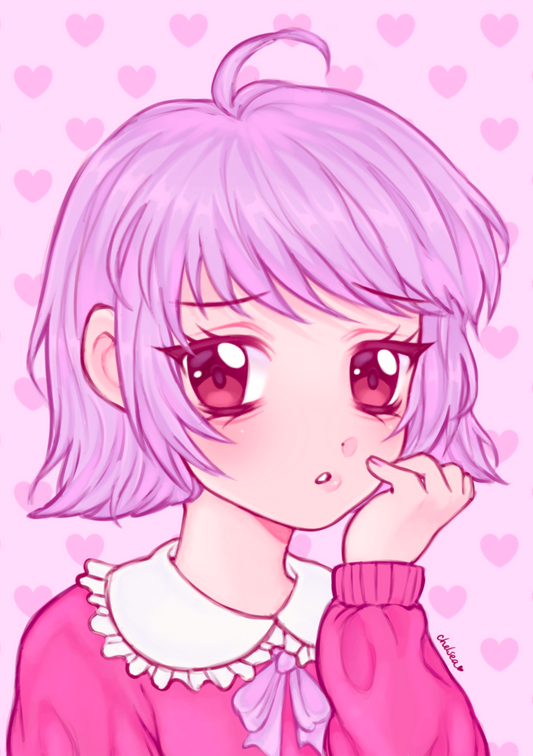 Kawaii Anime Girl Shimmery A5 Art Print