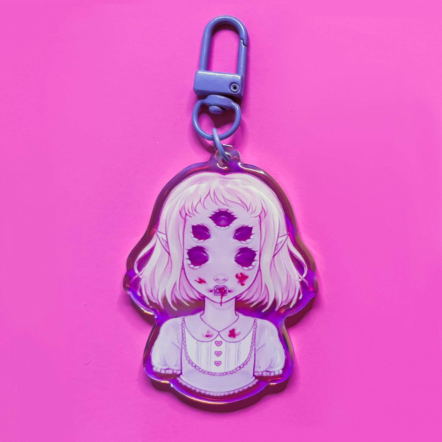Spider Eye Rainbow Holographic Keychain
